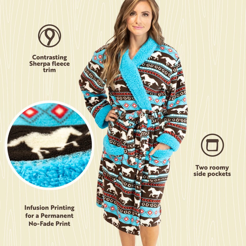 Lazy One Horse Fair Isle LazyOne Ultra-Cozy Bathrobes for Women (L/XL) - Image 5